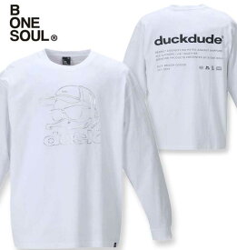 大きいサイズ メンズ b-one-soul(ビーワンソウル) DUCK DUDE 3Dメタリック長袖Tシャツ ホワイト 3L 4L 5L 6L 送料無料