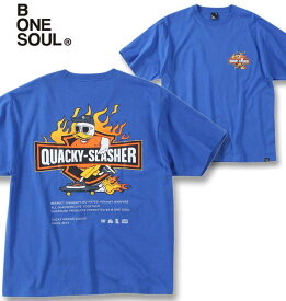 大きいサイズ メンズ b-one-soul ビーワンソウル DUCK DUDEフレイム半袖Tシャツ ロイヤルブルー 3L 4L 5L 6L 送料無料