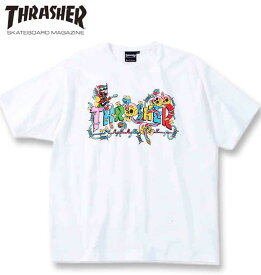 大きいサイズ メンズ THRASHER devil's Music 半袖 Tシャツ ホワイト 3L 4L 5L 6L 8L 送料無料