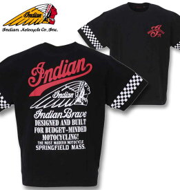 【全品10%OFFクーポン】大きいサイズ メンズ INDIAN MOTOCYCLE インディアンモトサイクル 天竺プリント半袖Tシャツ ブラック 3L 4L 5L 6L 8L 送料無料