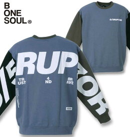 大きいサイズ メンズ b-one-soul バックビッグロゴ クルーネックスウェット ミックス 3L 4L 5L 6L 送料無料