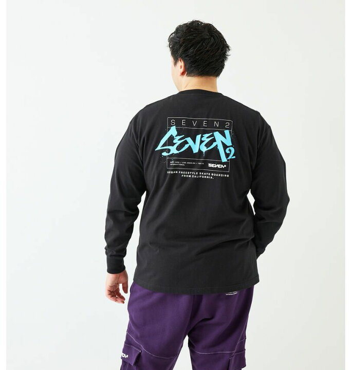楽天市場】大きいサイズ メンズ SEVEN2 天竺 長袖 Tシャツ ブラック 3L 