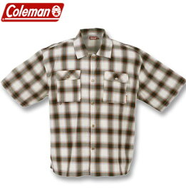 大きいサイズ メンズ Coleman コールマン 先染めチェック半袖シャツ ベージュ 3L 4L 5L 6L 7L 8L 送料無料