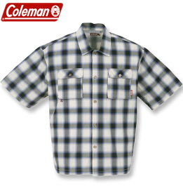 大きいサイズ メンズ Coleman コールマン 先染めチェック半袖シャツ ブルー 3L 4L 5L 6L 7L 8L 送料無料