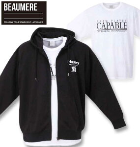 �傫���T�C�Y �����Y BEAUMERE �_���{�[���o�b�N�G���{�X�v�����g �t���W�b�v�p�[�J�[+����T�V���c �u���b�N×�z���C�g 3L 4L 5L 6L ��������