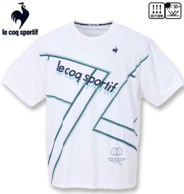 大きいサイズ メンズ LE COQ SPORTIF ルコック 杢スムースグラフィックプラクティス半袖Tシャツ ホワイト 3L 4L 5L 6L 送料無料