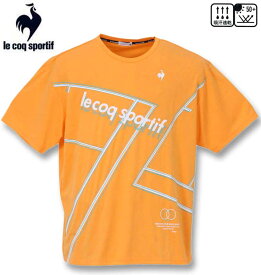 大きいサイズ メンズ LE COQ SPORTIF ルコック 杢スムースグラフィックプラクティス半袖Tシャツ オレンジ 3L 4L 5L 6L 送料無料