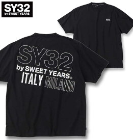 大きいサイズ メンズ SY32 by SWEET YEARS バックスラッシュビッグロゴ 半袖 Tシャツ ブラック 3L 4L 5L 6L 送料無料