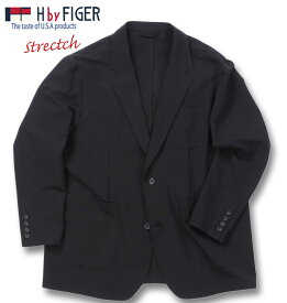 【全品ポイント5倍】大きいサイズ メンズ H by FIGER エイチバイフィガー 2WAYストレッチジャケット ブラック 3L 4L 5L 6L 7L 8L 送料無料