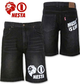 大きいサイズ メンズ NESTA BRAND ネスタブランド ウォッシュドデニムハーフパンツ ブラック 100cm 110cm 120cm 130cm 140cm 150cm 160cm 送料無料