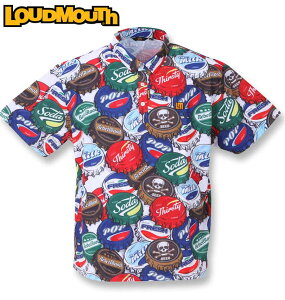大きいサイズ メンズ LOUDMOUTH ラウドマウス 鹿の子柄半袖シャツ レトロクラウン 3L 4L 5L 6L 送料無料