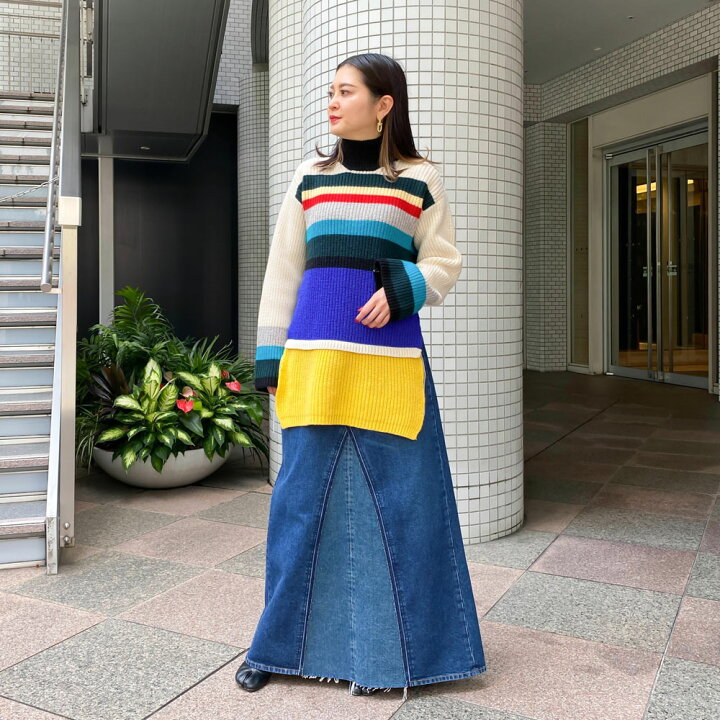 楽天市場】hache(アッシュ)333-65409 マルチボーダー タートルネック  