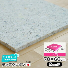 12枚まで1送料／大判／チップウレタン 単品 70×60cm【2cm厚】単品 椅子の張り替え かため スポンジ クッション いす イス 椅子 修理 張り替え 貼り替え 座面 はりかえ 張替え 椅子の張替え ※N23