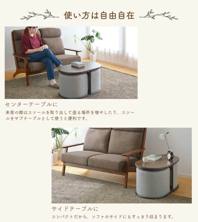 楽天市場】コーヒーテーブル Collins テーブル＆スツールセット 