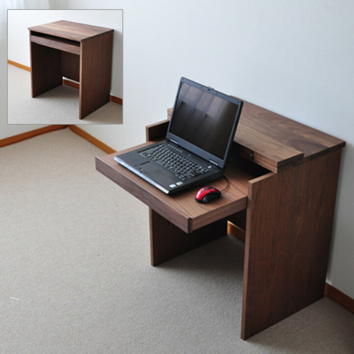 楽天市場】PCデスク 木と風 ウォールナット材 64cm幅 完成品 スライド 