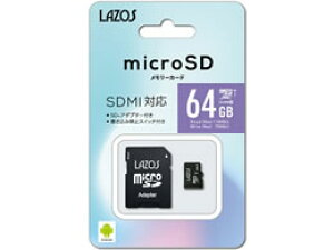 [_[fBAeNm Lazos microSDHC[J[h }CNSDJ[h ϊA_v^t 64GB CLASS10 L-64MSD10-U3