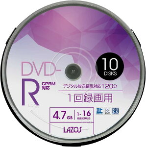 Lazos DVD-R 4.7GB for VIDEO 10g L-CP10P@CPRMΉ 1-16{Ή 1L^p zCgChΉ XshP[X