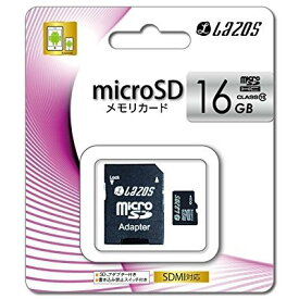 リーダーメディアテクノ Lazos microSDHCメモリーカード マイクロSDカード 変換アダプタ付き 16GB CLASS10 L-16MS10