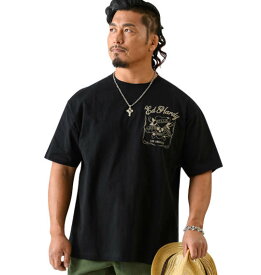 【大きいサイズ】天竺プリント&刺繍半袖Tシャツ Ed Hardy(3L~8L)