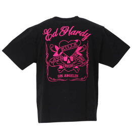 【大きいサイズ】天竺プリント&刺繍半袖Tシャツ Ed Hardy(3L~8L)