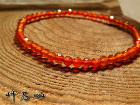 『 人生の、勝利と成功の守護石 』として、天然石を組みました。カーネリアン　4mm　ラウンドカットパワーストーン　ブレスレット　メンズ　レディース
