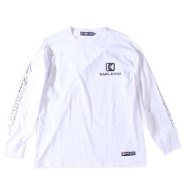 KARL KANI 天竺長袖Tシャツ【店内全品いつでもポイント5倍以上】大きいサイズ メンズ　ビッグサイズ　服 3L 4L 5L 6L 8L キングサイズ　ビックサイズ 　超特大 　　本体綿100％　ロンT　白　オフホワイト