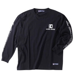 KARL KANI 天竺長袖Tシャツ店内全品いつでもポイント5倍以上】大きいサイズ メンズ　ビッグサイズ　服 3L 4L 5L 6L 8L キングサイズ　ビックサイズ 　超特大 　　本体綿100％　ロンT