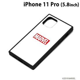 MARVEL iPhone11 Pro (5.8インチ) ガラスハイブリッドケース ロゴ/ホワイト　PG-DGT19A10MVL【メール便送料無料】