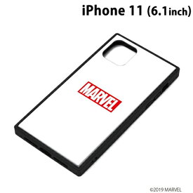 MARVEL iPhone11 (6.1インチ) ガラスハイブリッドケース ロゴ/ホワイト　PG-DGT19B10MVL【メール便送料無料】