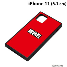 MARVEL iPhone11 (6.1インチ) ガラスハイブリッドケース ロゴ/レッド　PG-DGT19B11MVL【メール便送料無料】