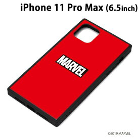 MARVEL iPhone11 Pro Max (6.5インチ) ガラスハイブリッドケース ロゴ/レッド　PG-DGT19C11MVL【メール便送料無料】