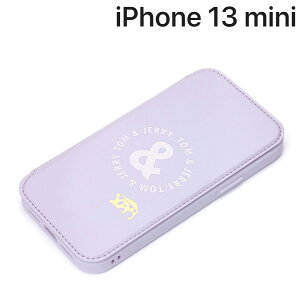 トムとジェリー iPhone 13 mini用 ガラスフリップケース パープル PG-WGF21J01TAJiphone/IPHONE/アイフォン/スマホ/スマートフォン/ケース/カバー/ジャケット/手帳型/ブックタイプ
