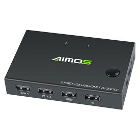 HDMI対応 KVM 切替器 切替機 4K/30Hz スイッチ（PC 2台用）スイッチャー キーボード マウス モニター を共有 USB接続 パソコン 4K対応 3D HDMI1.4 USB2.0 USBケーブル2本付き 1.5m HDMI ディスプレイ コンバーター 高性能 金属製殻 外部電源不要 簡単接続