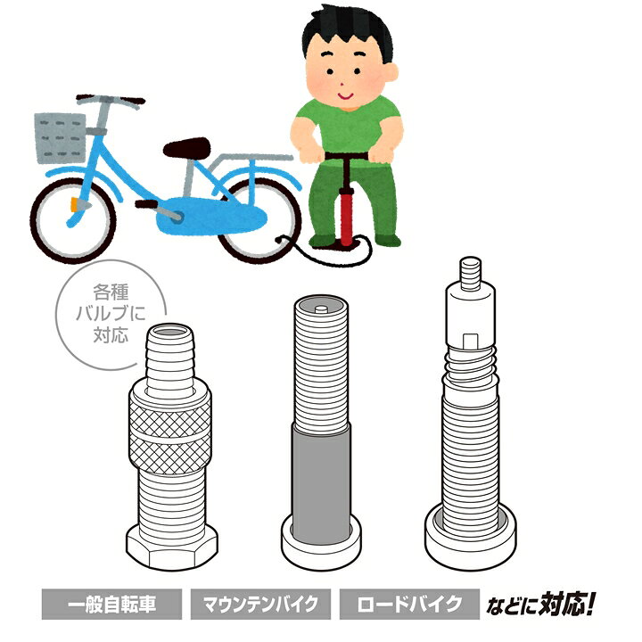 楽天市場】空気入れ 自転車 仏式 英式 米式 対応 軽量 315g 9気圧 