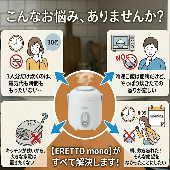 楽天市場】炊飯器 一人暮らし 2.5合 小型 1合 1.5合 2合 ERETTO 早炊き 