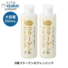 【4日20:00～6H限定20％offクーポン!】【お得 2本 セット】コラーゲン クレンジング ジェル ダブル洗顔不要【たっぷりすっきり!コラーゲンクレンジング 250ml 2本組】毛穴黒ずみ クレンジング 洗顔料 毛穴 角栓 オイル メーク落とし 化粧落とし マイルド メイクオフ