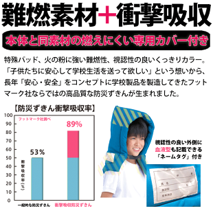 衝撃吸収の防災頭巾(防災ずきん)&カバーセット座布団にも背もたれにもなるからとっても便利♪