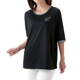 【4枚組 毎日大活躍！五分袖デザインTシャツ】p24456 5分袖 3L 4L 5L　 レディース 婦人服 ミセス シニア 女性 オシャレ ファッション 40代 50代 60代 70代 80代 母の日 お母さん 春物 夏物 春夏 敬老 プレゼント 贈り物