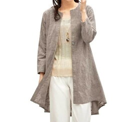 【春夏 コットン100％総刺しゅうロングジャケット】p21023コットン 綿ジャケット レディース 婦人服 ミセス シニア 女性 オシャレ ファッション 40代 50代 60代 70代 80代 母の日 お母さん 春物 夏物 春夏 敬老 プレゼント 贈り物 刺繍