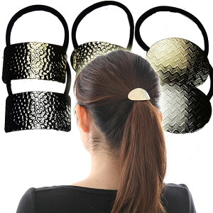 ヘアゴム メタル プレート ヘアゴム 大人っぽい シュシュ ヘアアクセサリー 髪留め まとめ髪 ポニーテール シンプル かわいい レディース ゴールド シルバー ギフト プレゼント