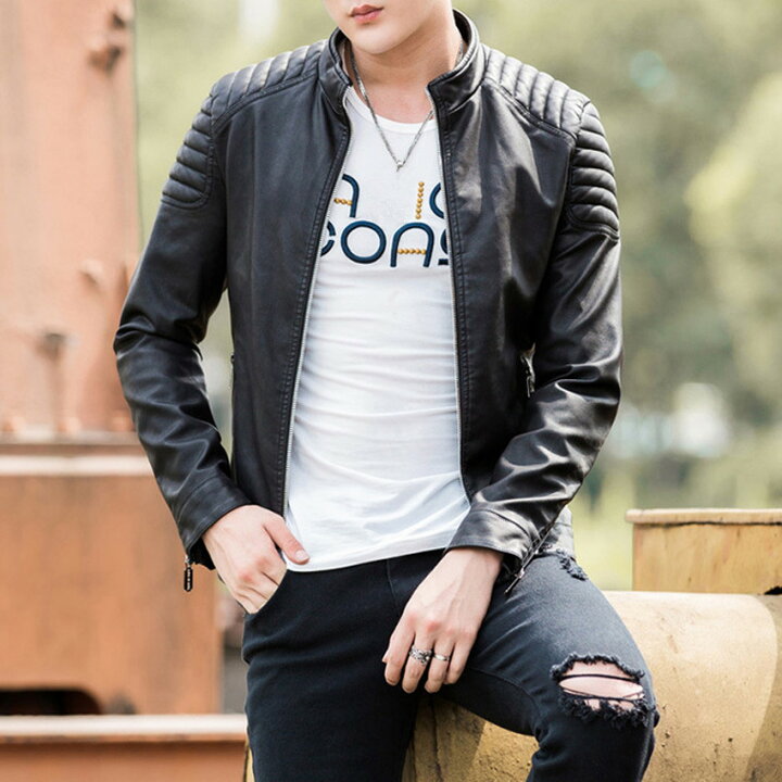 楽天市場 あす楽対応可 Pu レザー皮ジャン 革ジャンライダースジャケット Puーライダース メンズ シングルライダース ダブルライダース パーカー レザージャケット シングル ダブル 美人商事