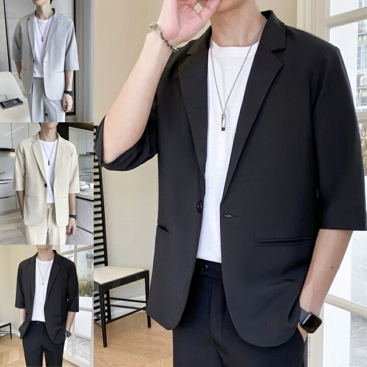 楽天市場】ジャケット メンズ テーラードジャケット 春夏 涼しい7分袖 