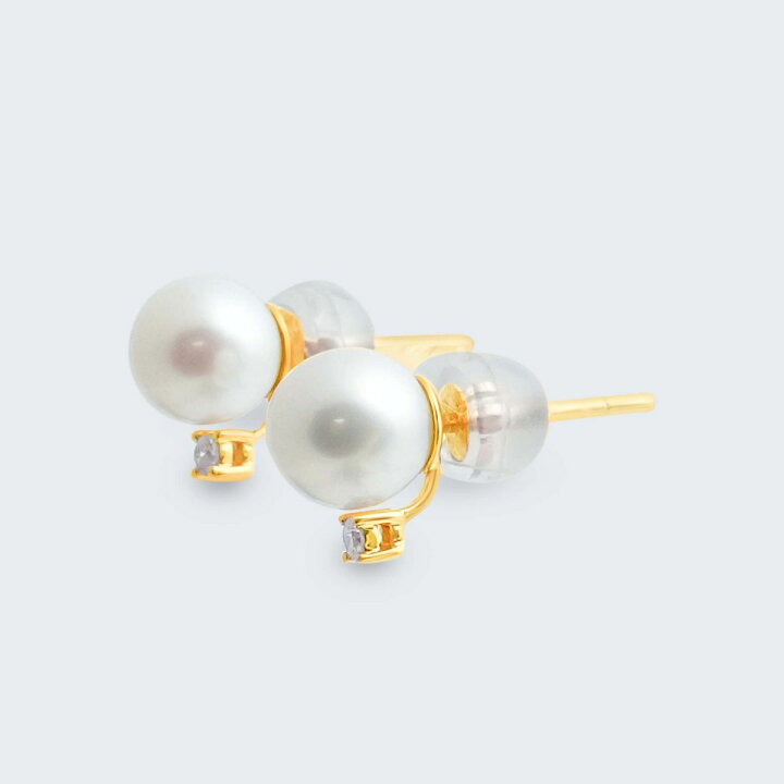 楽天市場】ダイヤ淡水パールピアス 18K イエローゴールド / ホワイト