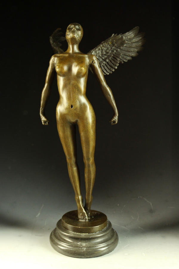 人気ブロンズ像 悪魔天使 期間限定の激安セール 入荷予定 37ｃｍ 名品置物彫刻銅像インテリア 送料無料
