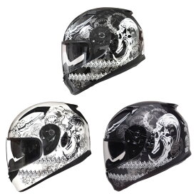 CREST フルフェイスヘルメットバイク用ワンタッチインナーバイザー付き NINJA ニンジャ SG/PSCマーク付き スカルグラフィック かっこいい