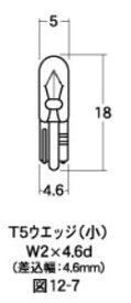 白熱電球 ウエッジシングル球 12v-2W T5 ウエッジ（小） クリア 2個入り M＆H（マツシマ）