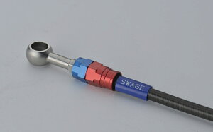 Swage-PRO リアブレーキホースキット レッド&ブルー/ブラックホース スウェッジライン(SWAGE-LINE) CB400SF Revo ABS(14〜16年)NC42