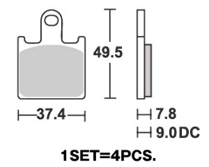 1400GTR レーシング(デュアルカーボン)ブレーキパッド フロント用 838DC SBS(エスビーエス)