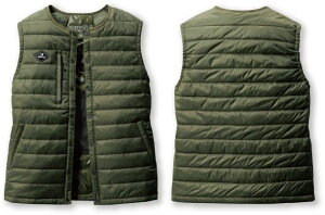 バートル 3254-61-L ダウンベスト アーミカーキ L ウエア 作業服 男性 メンズ 軽量 暖かい 折りたたみ チョッキ