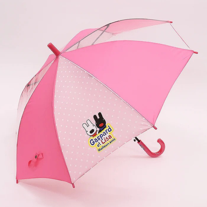 LG-505B-C30 リサとガスパール 子供用傘 ピンク 50cm キッズ 幼稚園 小学生 男の子 女の子 雨傘 長傘 透明窓